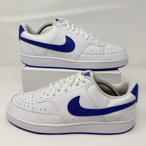 Nike Court Vision Sneakers Men 9.5 Low White Game Royal Blue FZ0624-100